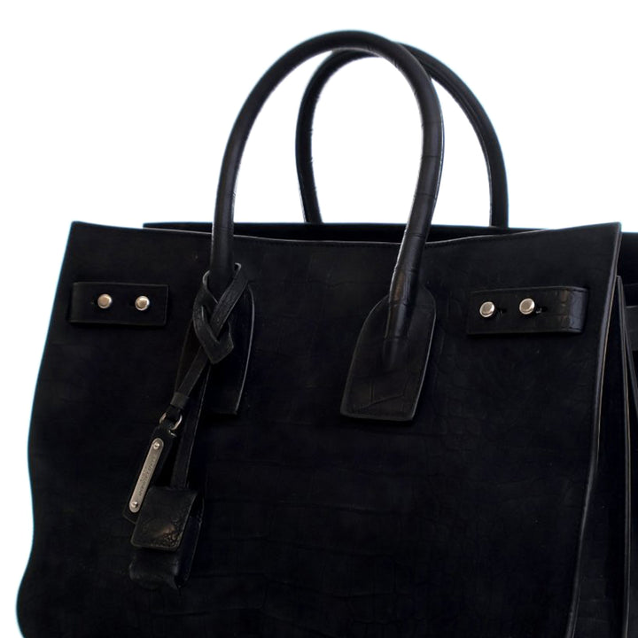 Saint Laurent Small Croc embossé Daim Sac De Jour Sac