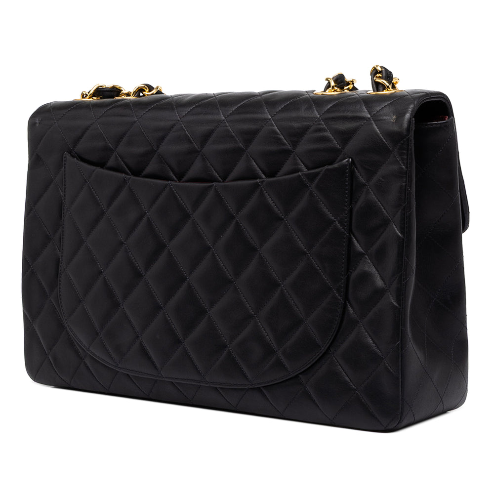 Chanel Classic Rabat simple Maxi Cuir d'agneau Noir – vue 2 – GABY PARIS