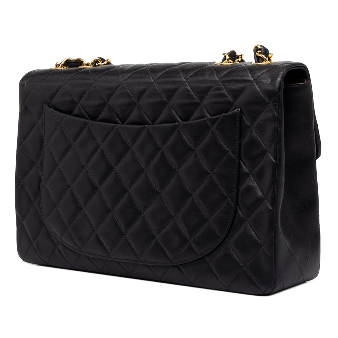 Chanel Classic Rabat simple Maxi Cuir d'agneau Noir – vue 2 – GABY PARIS