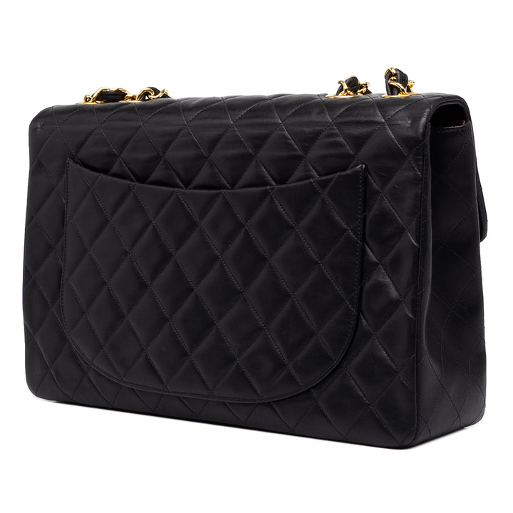 Chanel Classic Rabat simple Maxi Cuir d'agneau Noir – vue 2 – GABY PARIS