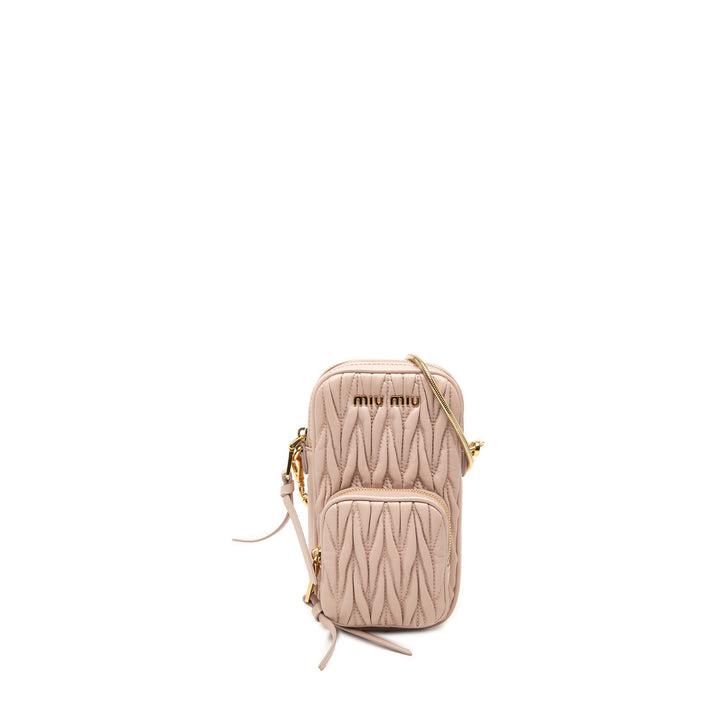Matelasse Étui téléphone Sac nappa Rose