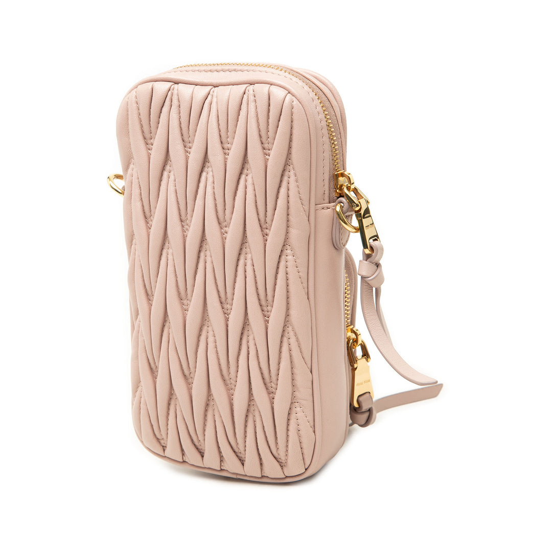 Matelasse Étui téléphone Sac nappa Rose