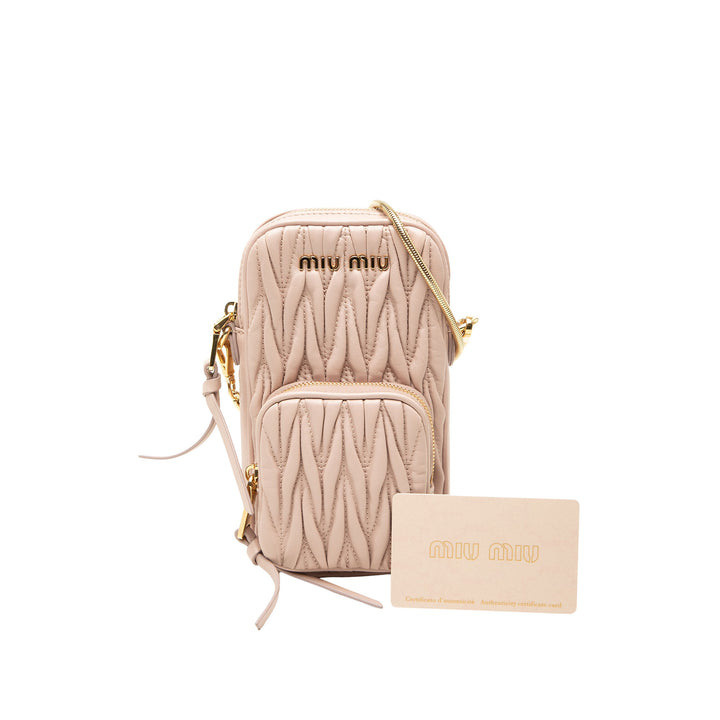 Matelasse Étui téléphone Sac nappa Rose