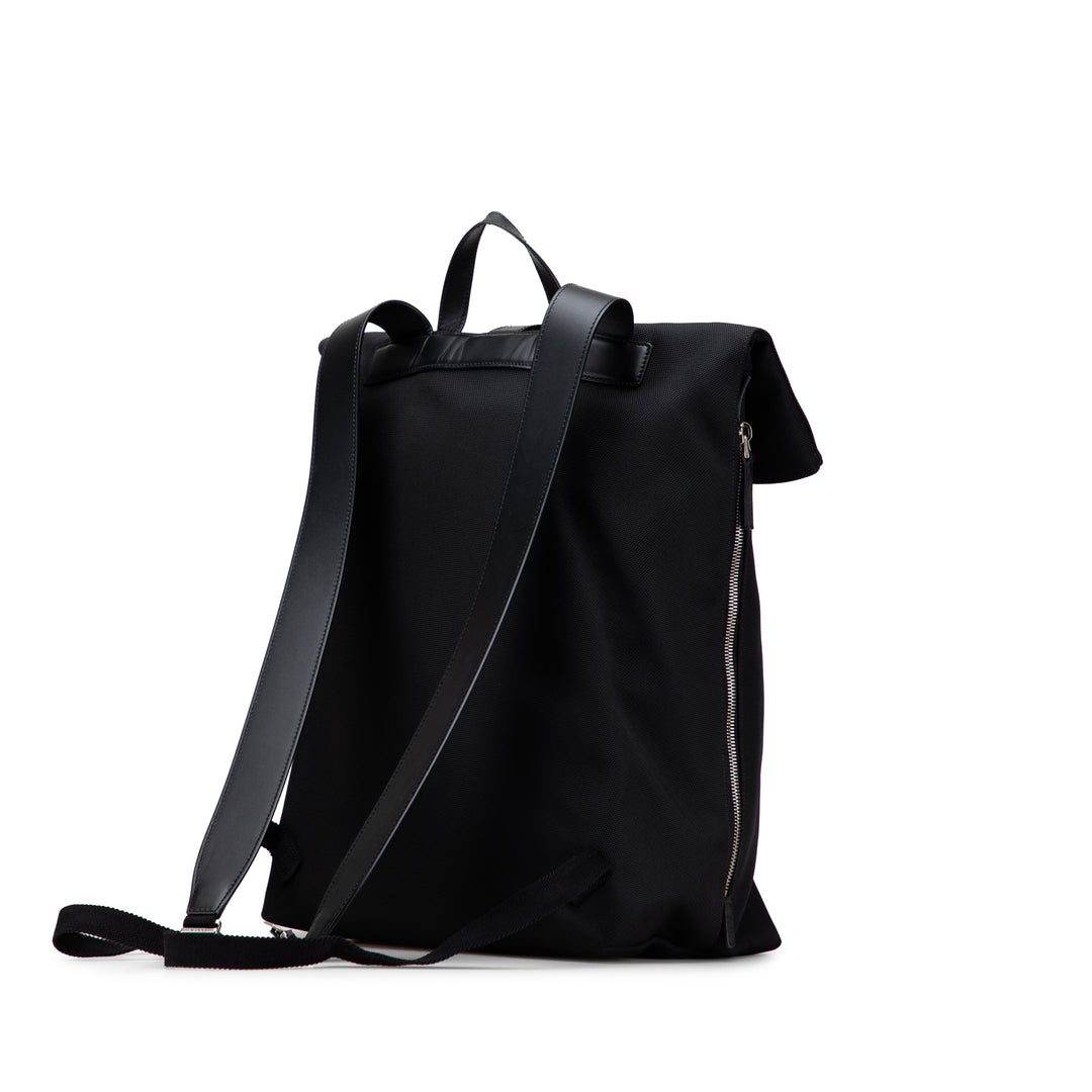 Canvas Techno Web Fold Over Backpack Black - Gaby Paris