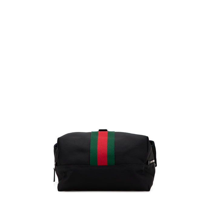 Canvas Techno Web Fold Over Backpack Black - Gaby Paris