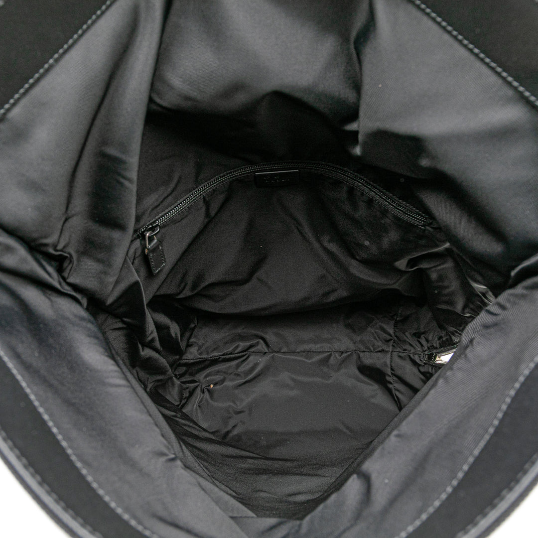 Canvas Techno Web Fold Over Backpack Black - Gaby Paris