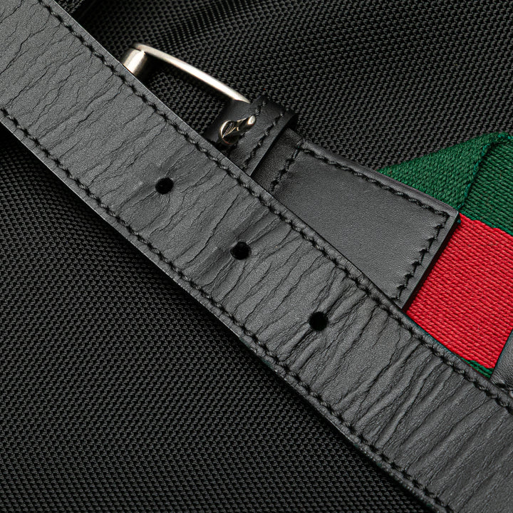 Canvas Techno Web Fold Over Backpack Black - Gaby Paris