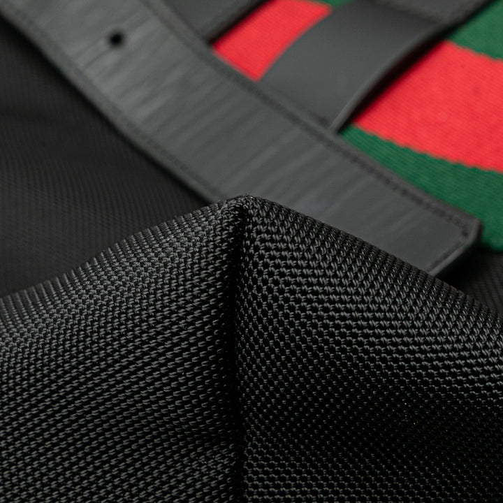 Canvas Techno Web Fold Over Backpack Black - Gaby Paris