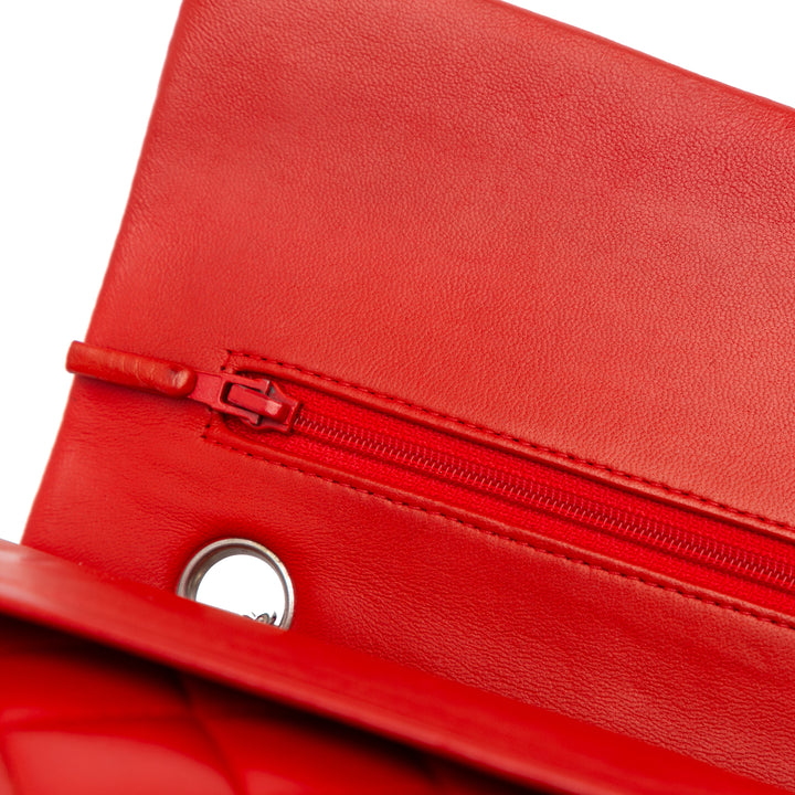 Medium Classic Lambskin Double Flap Red - Gaby Paris