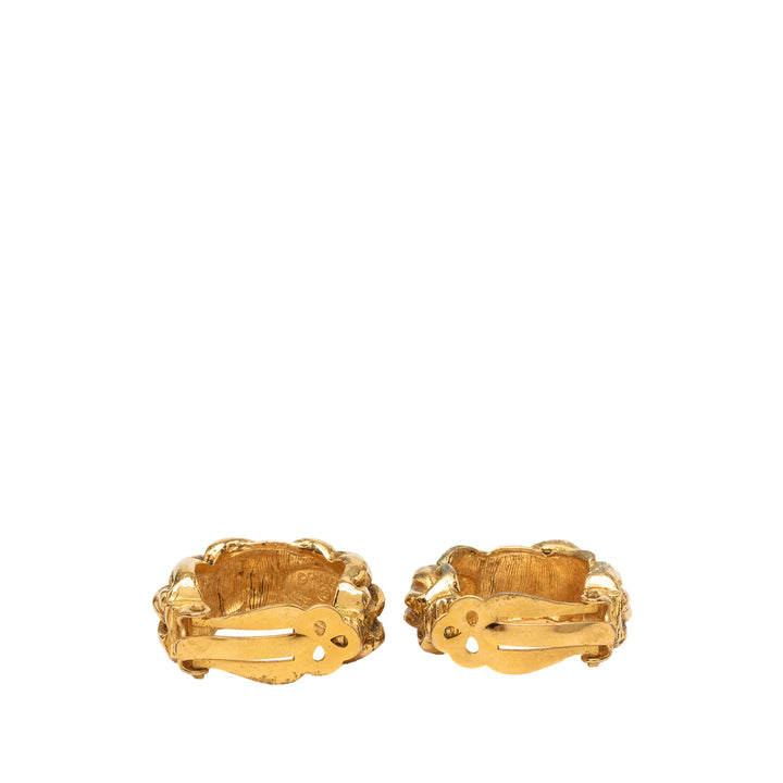 Chanel plaqué Braided Hoop Clip On Boucles d'oreilles