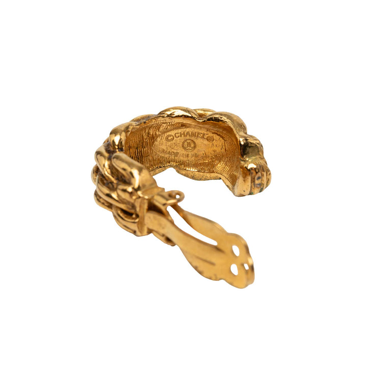 Chanel plaqué Braided Hoop Clip On Boucles d'oreilles