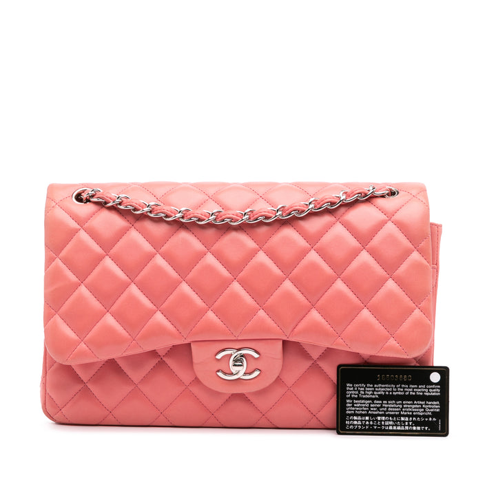 Jumbo Classic Lambskin Double Flap Pink - Gaby Paris