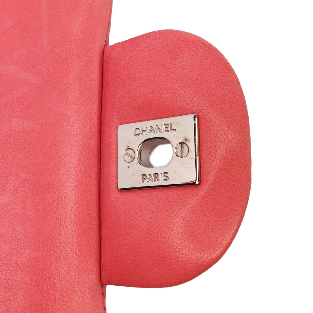 Jumbo Classic Lambskin Double Flap Pink - Gaby Paris