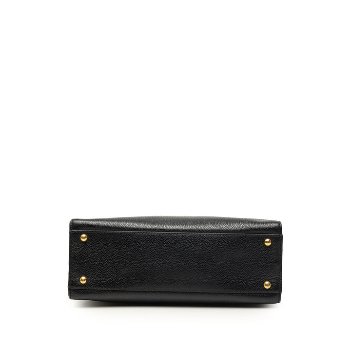 CC Chaîne Turn Lock Cabas Cuir caviar Noir