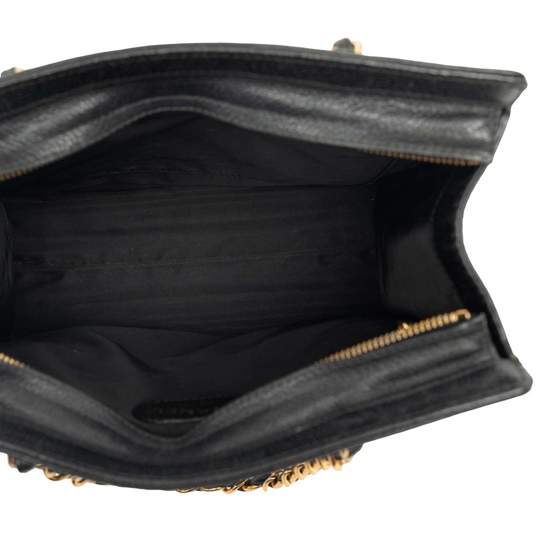 CC Chaîne Turn Lock Cabas Cuir caviar Noir