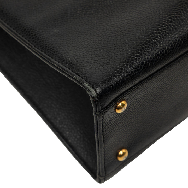 CC Chaîne Turn Lock Cabas Cuir caviar Noir