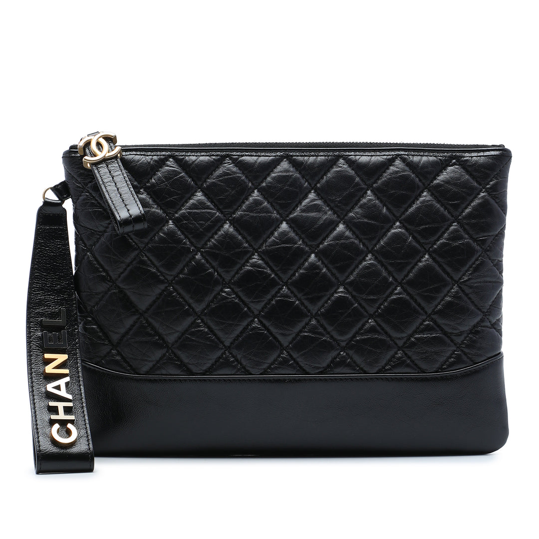 vieilli Gabrielle O Étui Pochette Moyen Cuir de veau Noir