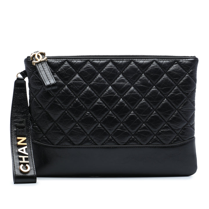 vieilli Gabrielle O Étui Pochette Moyen Cuir de veau Noir