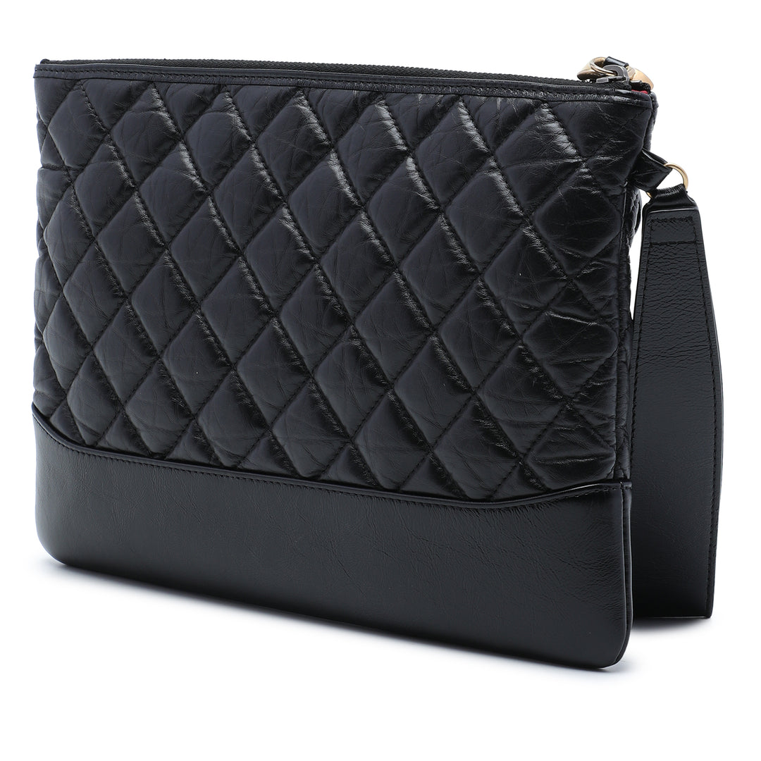 vieilli Gabrielle O Étui Pochette Moyen Cuir de veau Noir