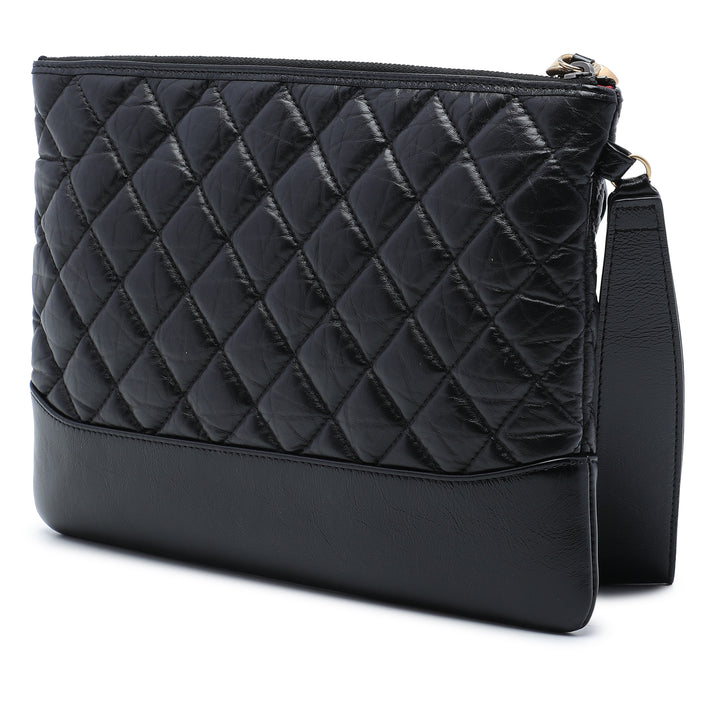 vieilli Gabrielle O Étui Pochette Moyen Cuir de veau Noir