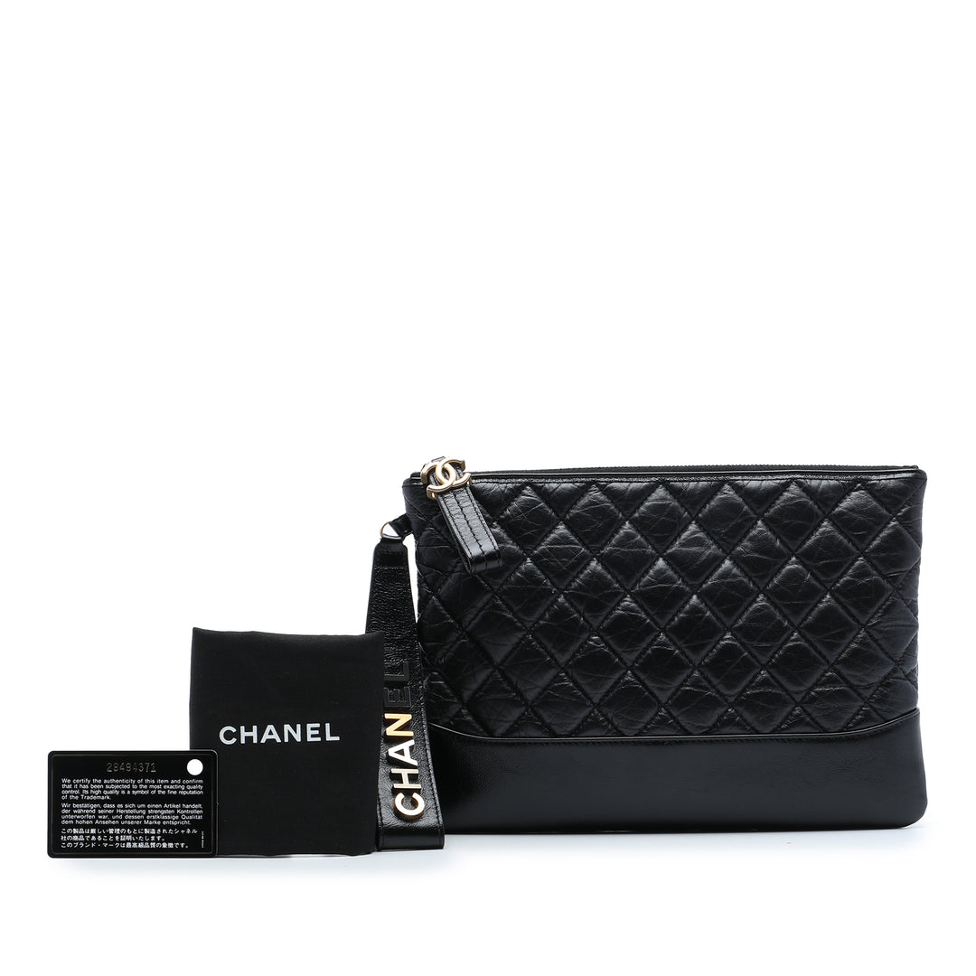 vieilli Gabrielle O Étui Pochette Moyen Cuir de veau Noir