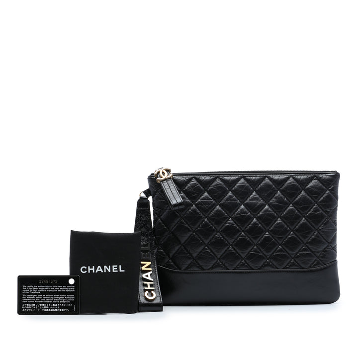 vieilli Gabrielle O Étui Pochette Moyen Cuir de veau Noir