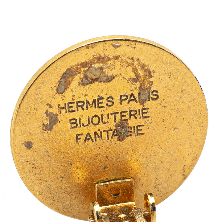 Hermès Doré Plated Bijouterie Fantaisie Clou De Selle Clip On Boucle d’oreilles Doré – GABY PARIS Authentique
