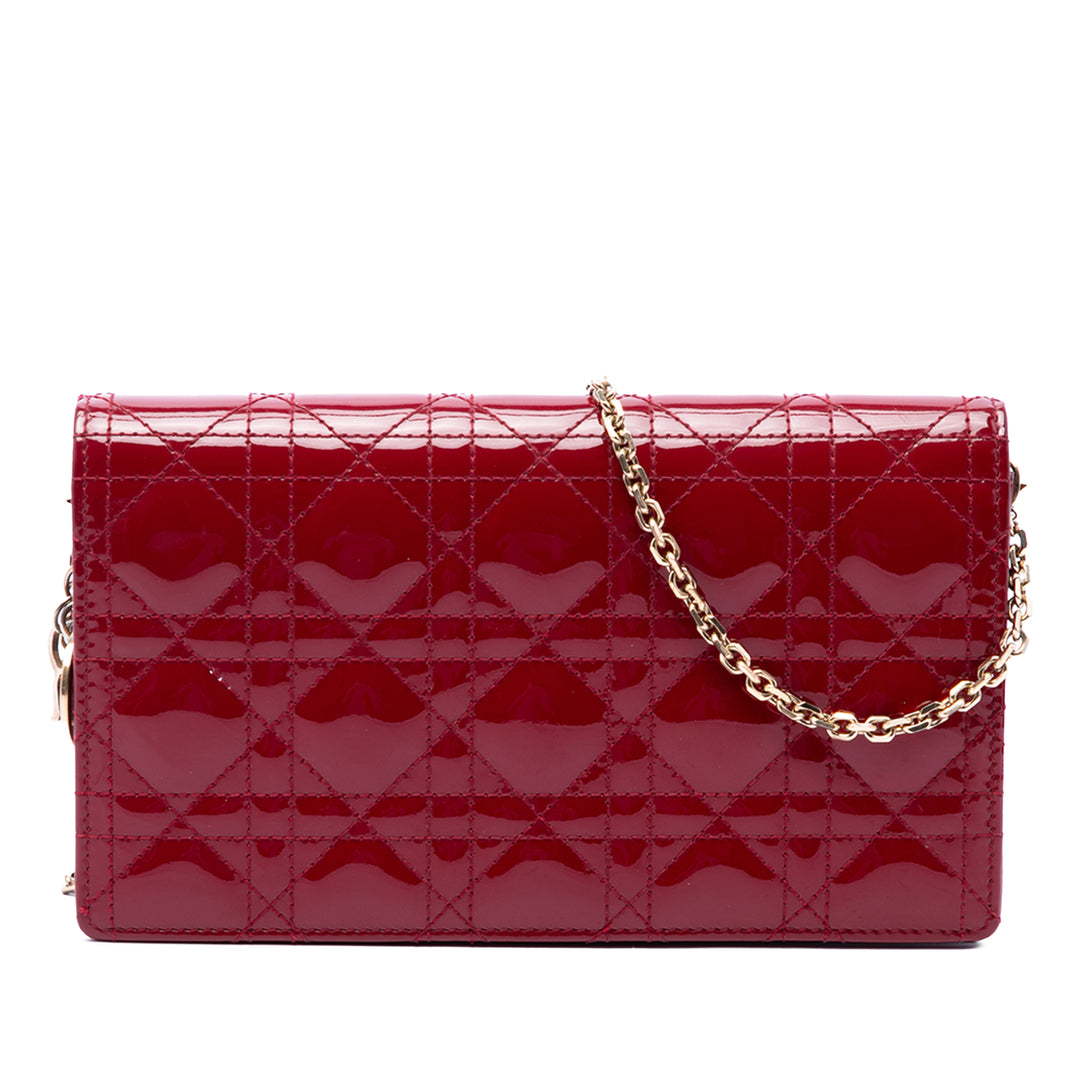 Dior Cannage Lady Dior Chaîne Pochette Rouge – vue principale – GABY PARIS