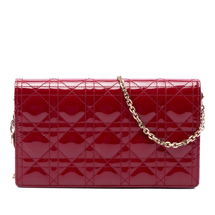 Dior Cannage Lady Dior Chaîne Pochette Rouge – vue principale – GABY PARIS