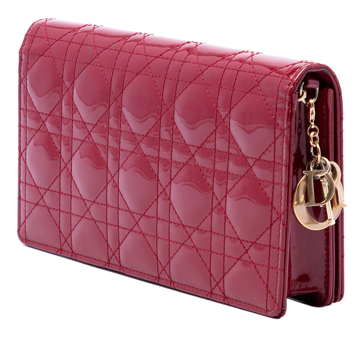 Dior Cannage Lady Dior Chaîne Pochette Rouge – vue 2 – GABY PARIS