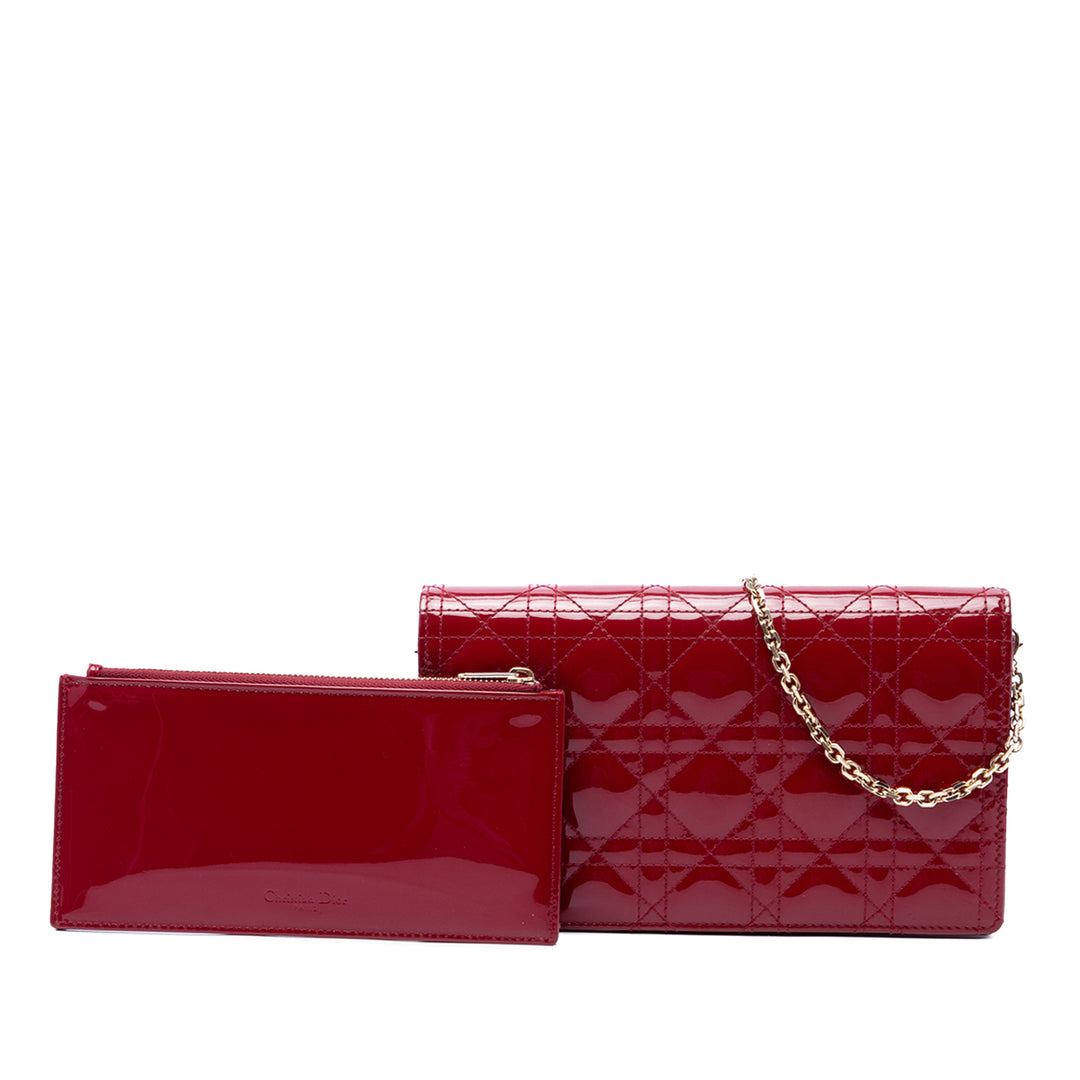 Dior Cannage Lady Dior Chaîne Pochette Rouge – vue 7 – GABY PARIS