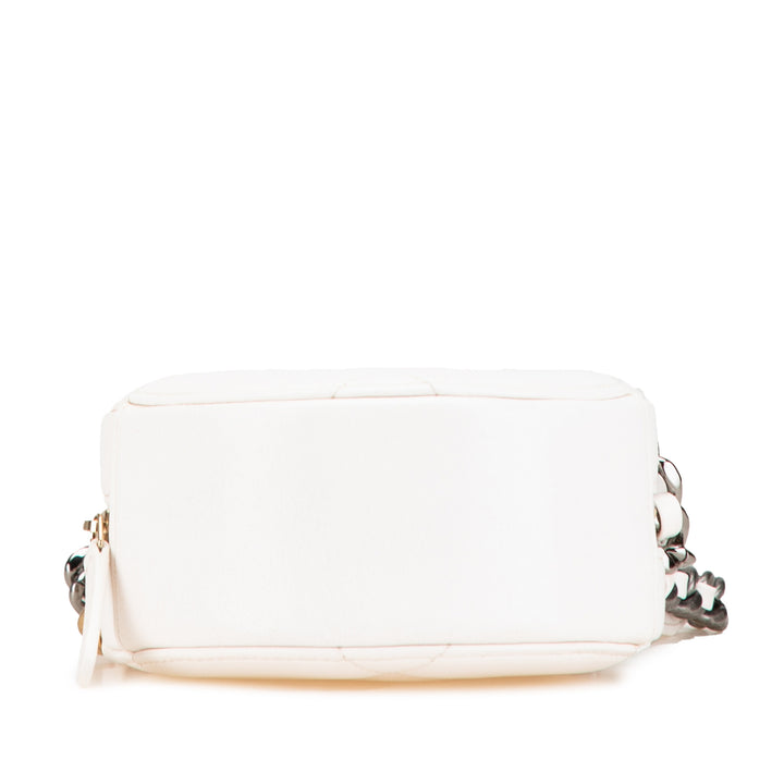 Lambskin 19 Round Clutch with Chain White - Gaby Paris