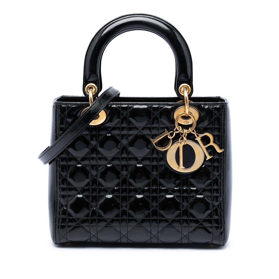 Dior Medium Cuir verni Cannage Lady Dior