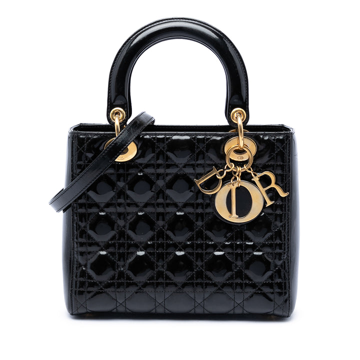 Dior Medium Cuir verni Cannage Lady Dior