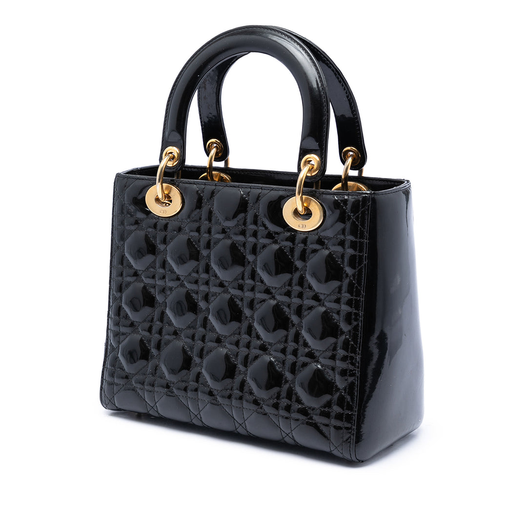 Dior Medium Cuir verni Cannage Lady Dior