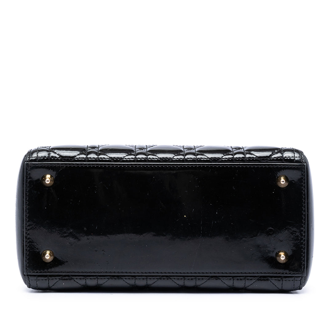 Dior Medium Cuir verni Cannage Lady Dior