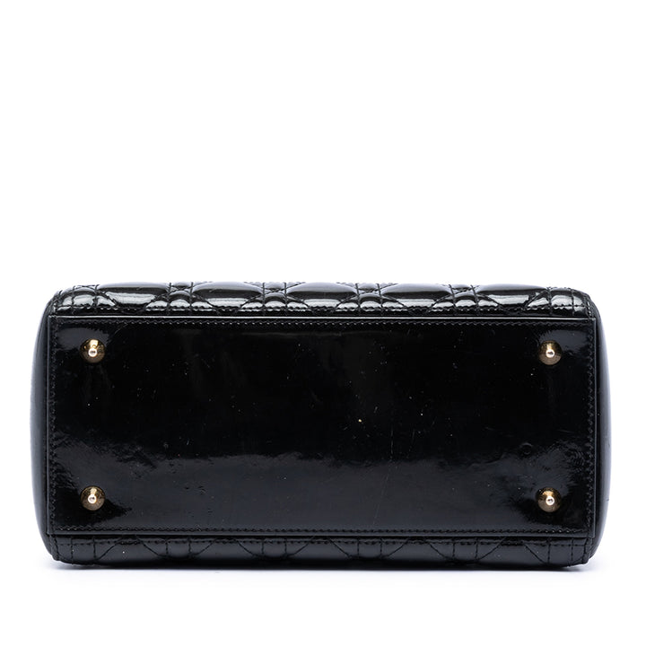 Dior Medium Cuir verni Cannage Lady Dior