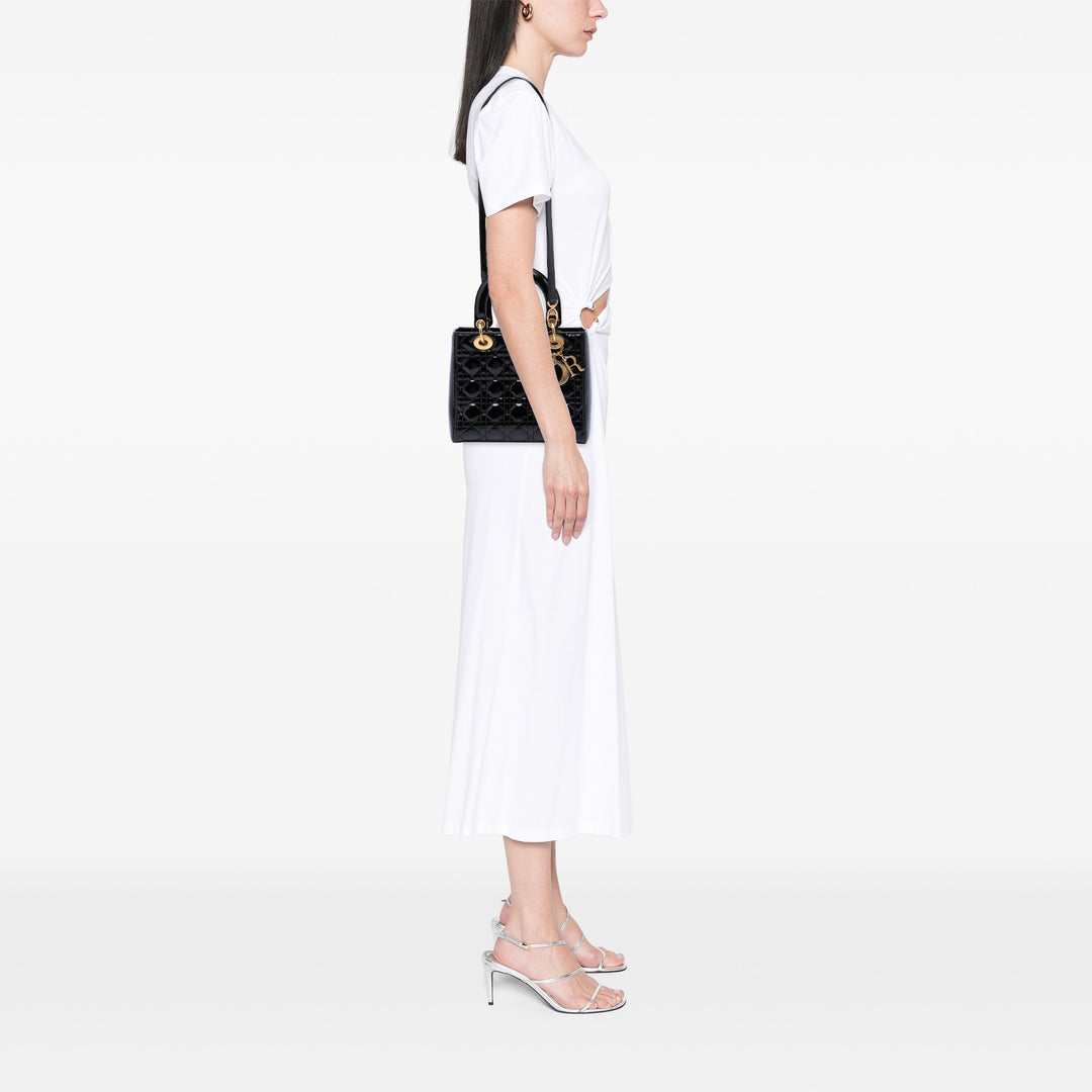 Dior Medium Cuir verni Cannage Lady Dior