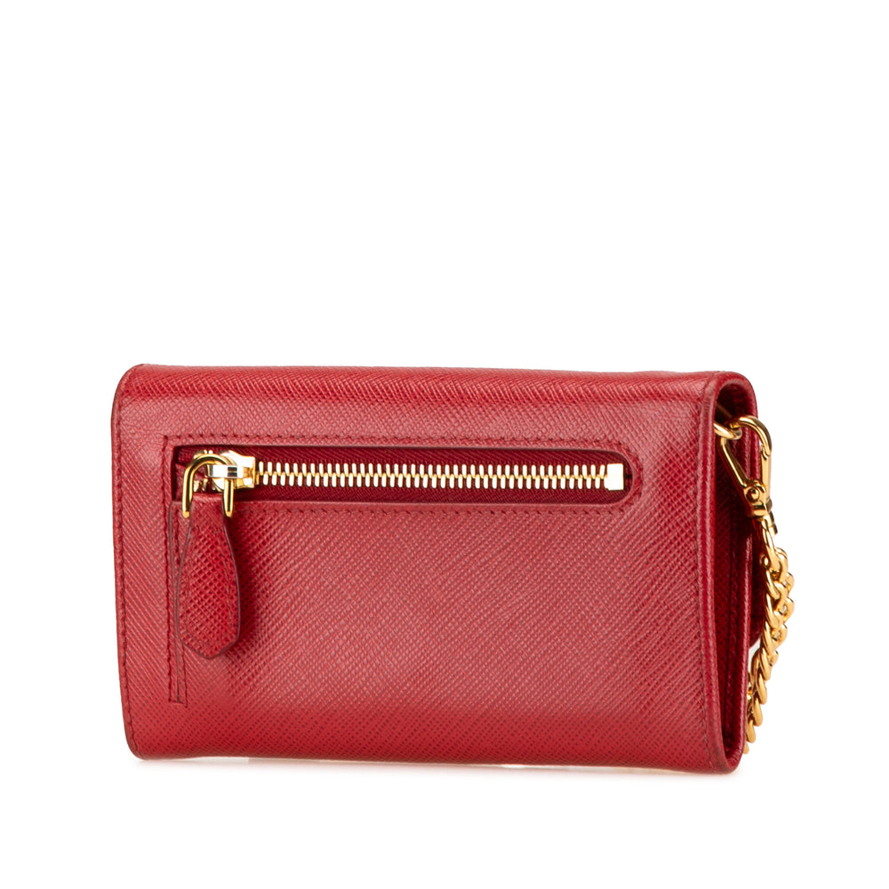 Saffiano Card Holder On Chain Red - Gaby Paris