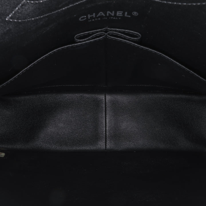 Jumbo Classic Patent Double Flap Black - Gaby Paris