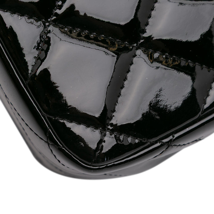 Jumbo Classic Patent Double Flap Black - Gaby Paris