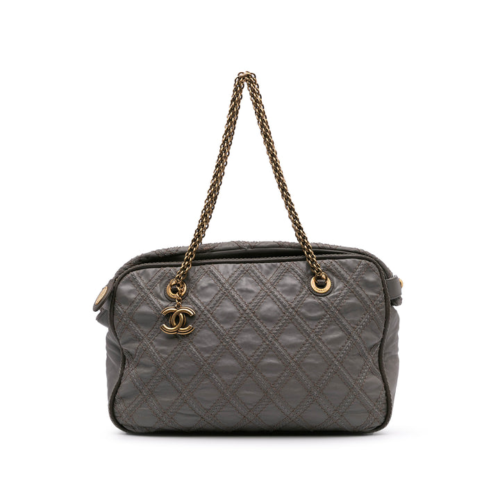 CC Quilted Calfskin Triptych Tote Gray - Gaby Paris