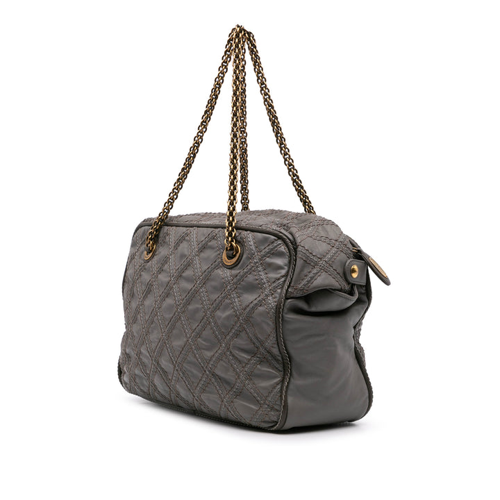 CC Quilted Calfskin Triptych Tote Gray - Gaby Paris