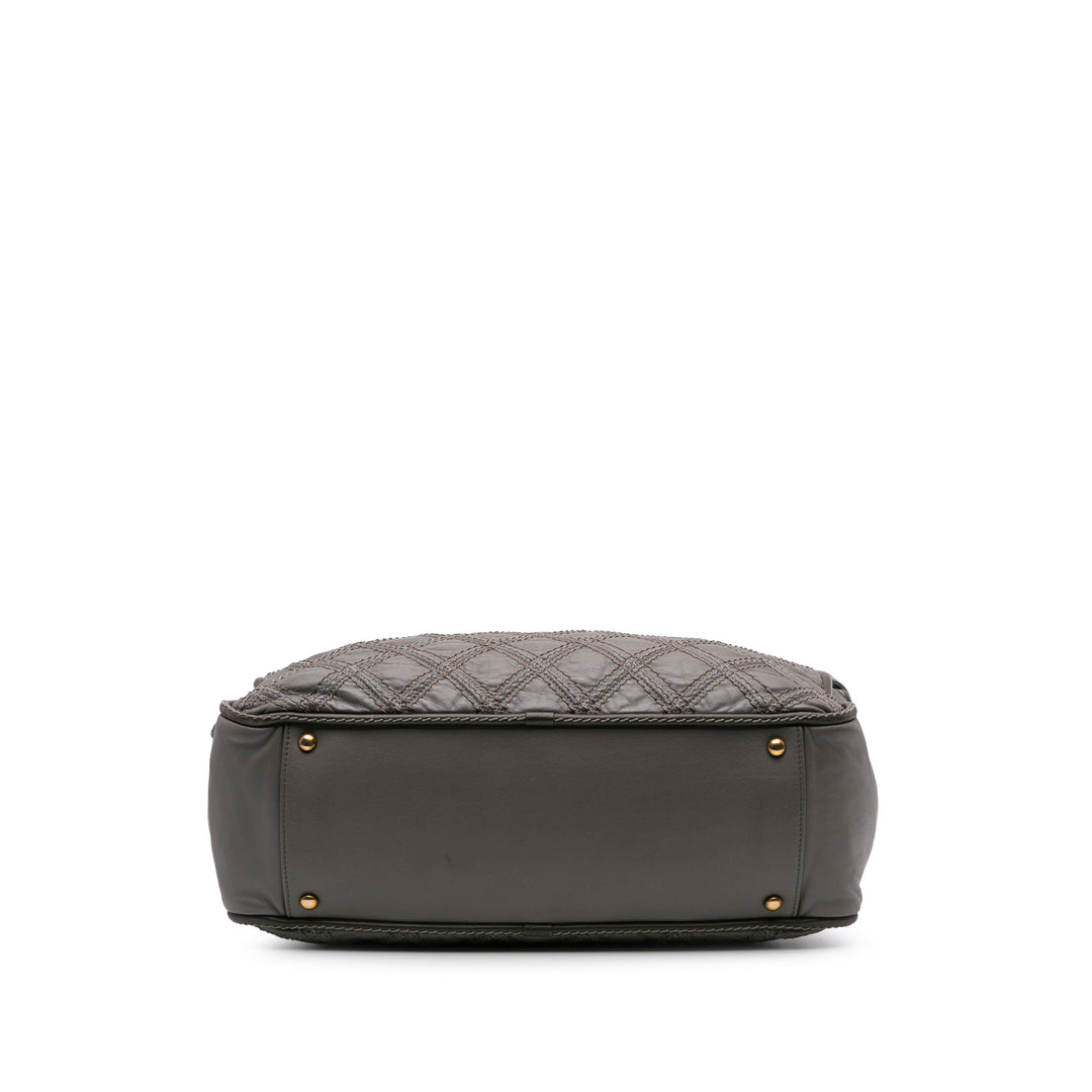 CC Quilted Calfskin Triptych Tote Gray - Gaby Paris