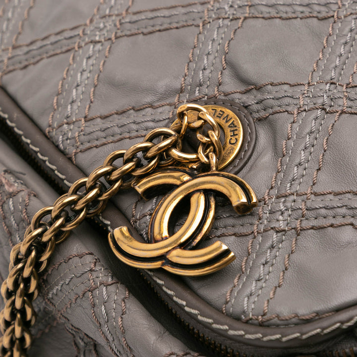 CC Quilted Calfskin Triptych Tote Gray - Gaby Paris