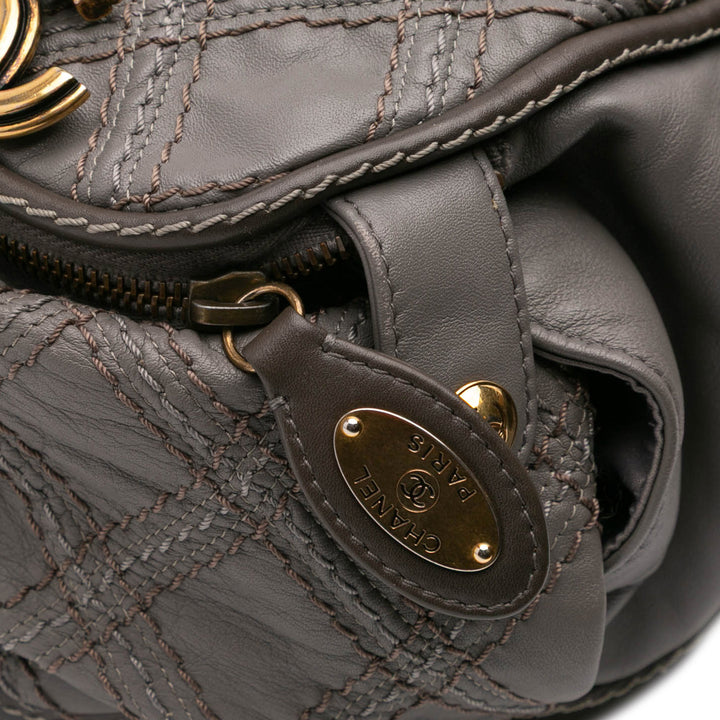 CC Quilted Calfskin Triptych Tote Gray - Gaby Paris