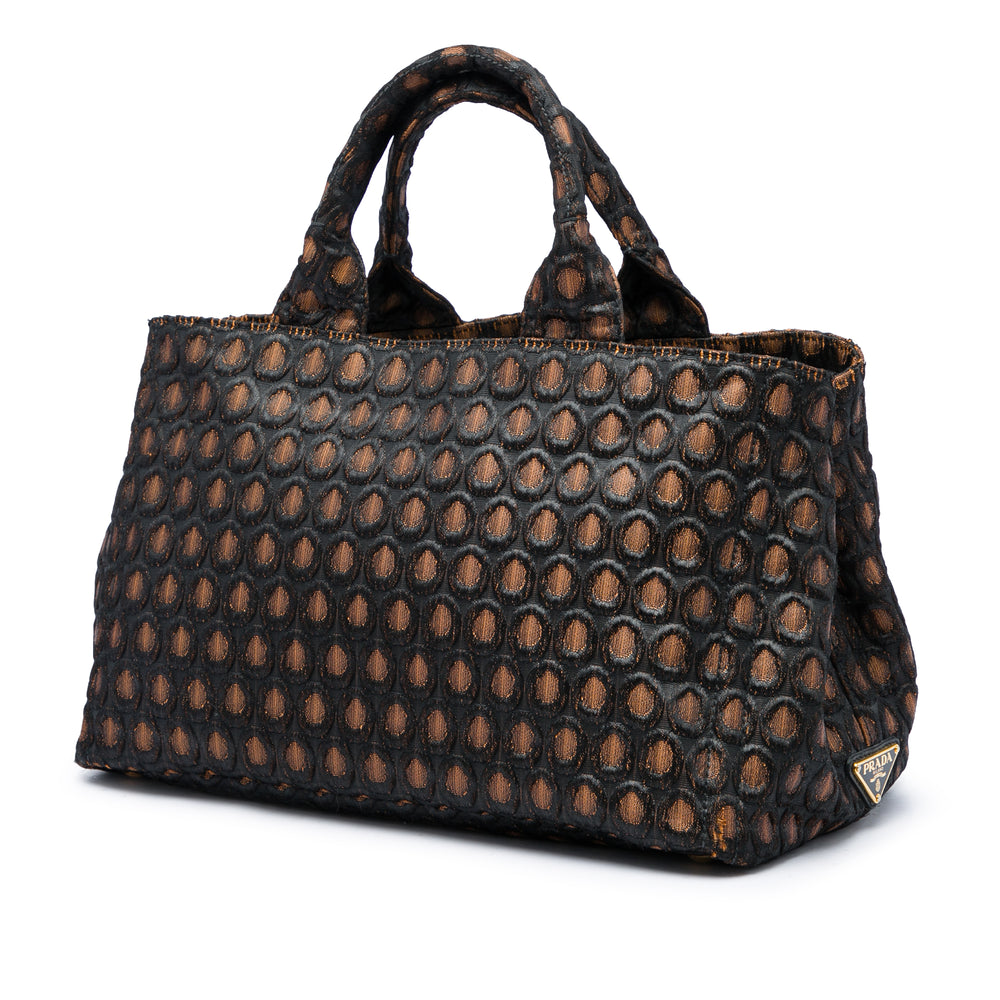 Prada Cabas Broccato Canapa Tessuto Marron – vue 2 – GABY PARIS