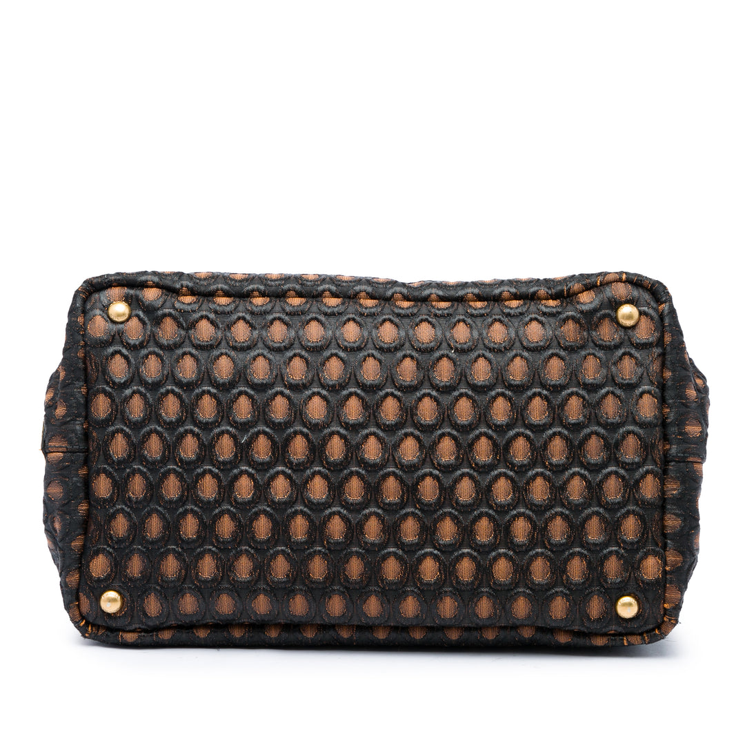 Prada Cabas Broccato Canapa Tessuto Marron – vue 3 – GABY PARIS