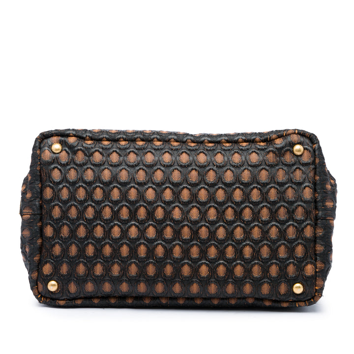 Prada Cabas Broccato Canapa Tessuto Marron – vue 3 – GABY PARIS