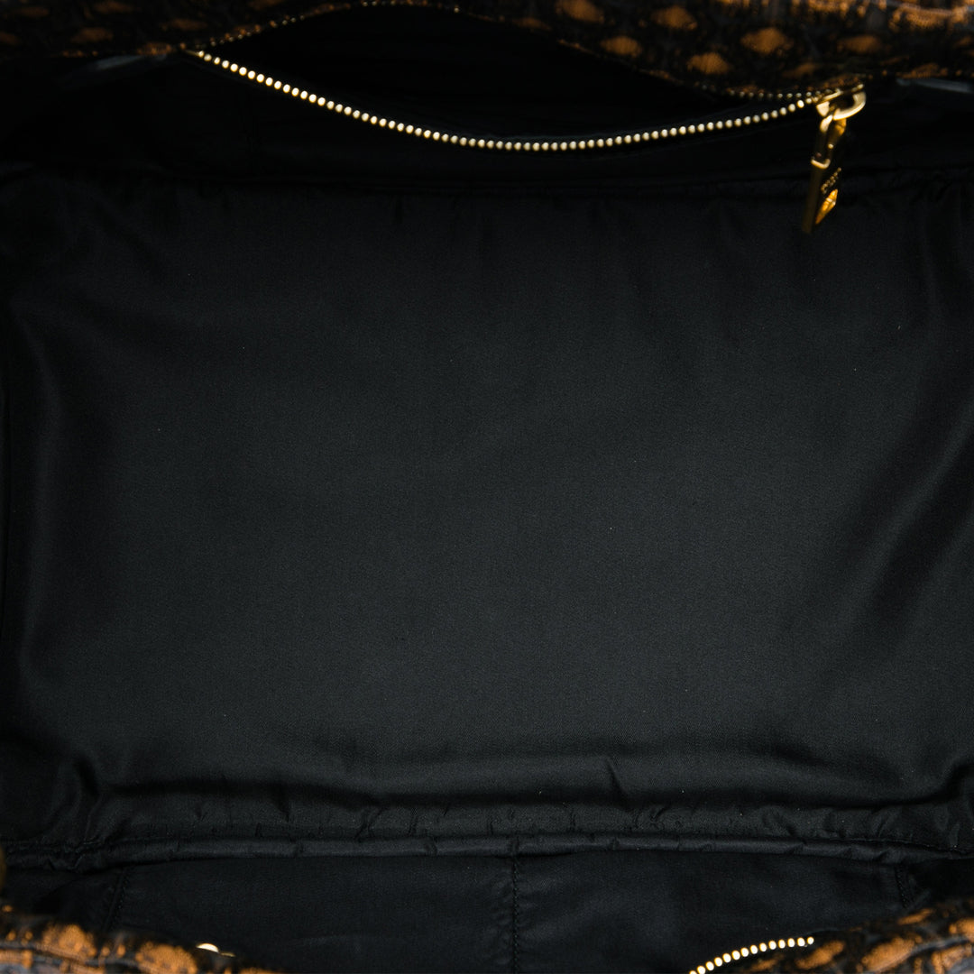 Prada Cabas Broccato Canapa Tessuto Marron – vue 4 – GABY PARIS